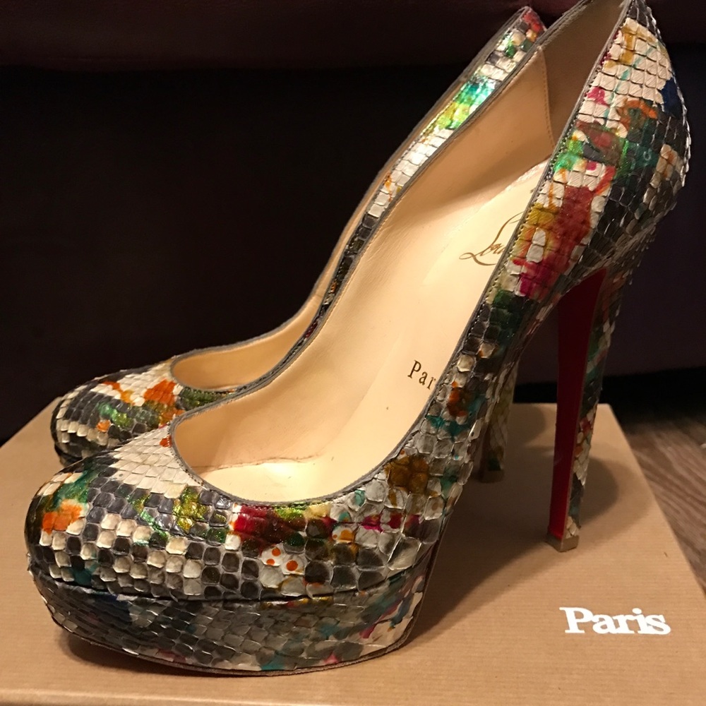 Preowned Christian Louboutin Bianca snake 36.5